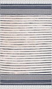 SAFAVIEH Kilim Collection ковер, 122 x 183 см, Navy & Natural, дизайн с бохо-полосками и плетеными кистями, ручной работы из хлопка, идеально для гостиной, спальни, столовой (KLC401N-4)