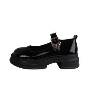 Туфли Mary Jane на массивном каблуке женские черные PARK DANCE, черные (коробка+подарочные носки)