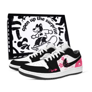 Jordan Кроссовки баскетбольные Air 1 Petal And Dancing Butterfly устойчивые к истиранию винтажные unisex черные белые розовые