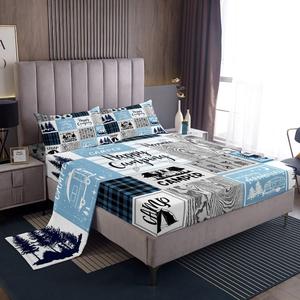 Erosebridal Комплект постельного белья Happy Camping с клетчатым принтом стрелок в деревенском стиле для детей и подростков, Multi 51