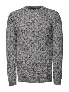 Клетчатый свитер с круглым вырезом и эффектом потертости серого цвета Rusty Neal