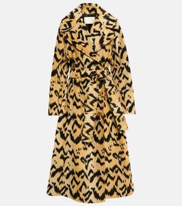 Жаккардовое пальто с поясом цвета умбра Ulla Johnson, Jasper