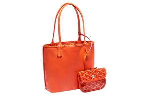 GOYARD Сумка тоут мини женская с комбинацией холста и кожи, Orange