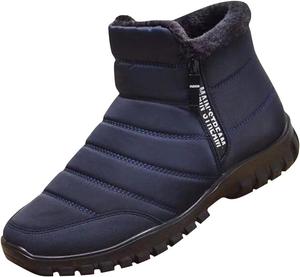 Мужские и женские водонепроницаемые теплые хлопковые ботинки Cydmoty на змейке для снега до щиколотки, темно-синий