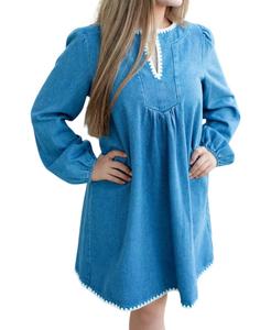 Мини-платье с контрастной строчкой в ​​джинсово-синем цвете ABLE