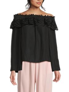 Топ с открытыми плечами и оборками Ramy Brook, черный