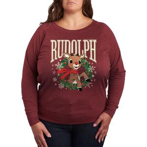 Футболка большого размера Rudolph Worn из французского трикотажа с длинными рукавами Licensed Character, цвет heather maroon