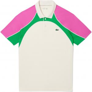 Поло с логотипом на заплатке LACOSTE, белый/розовый/зеленый