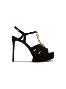 Бархатные босоножки на платформе Sync Balmain, черный