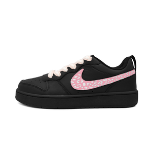 Nike Court Borough Pink Leopard Slip Resistant Abrasion Resistant Low top Kids' Skateboarding Shoes Pink Unisex
