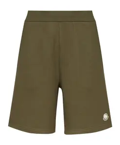 Черные хлопковые шорты на шнуровке и молнии Moncler, зеленый