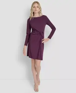 Женское платье-футляр с длинными рукавами и вырезом-лодочкой DKNY