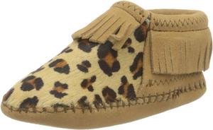 Детские пинетки Minnesota для девочек Riley Moccasin - 1166 Minnetonka, Taupe-Leopard