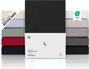 Простыня на резинке Blumtal Premium 90 x 200 см, 2 шт., джерси, 100% хлопок, для кроватей с пружинным блоком, черная