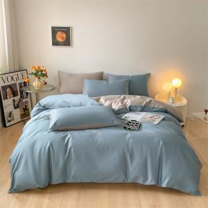 Antarctic Комплект постельного белья из 5 предметов для одного человека (простыня на резинке, пододеяльник, 2 наволочки) + одеяло 2 кг + подушка, цвет Anqi, Sea Blue + Mountain Ash, 100% хлопок