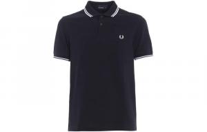 Поло с вышитым логотипом в полоску FRED PERRY, синий
