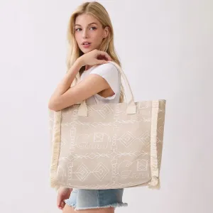 Сумка-тоут в стиле бохо с геометрическим принтом «слон» и бахромой Fashnzfab