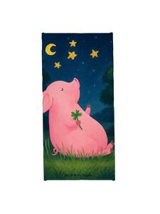 Mr. & Mrs. Panda Пляжное полотенце с изображением свинки, дизайн «счастливый», без слогана, белое