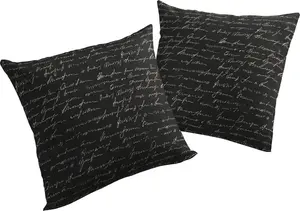 Декоративная подушка Adam "Наволочка для подушки Scribble", изготовлена ​​из экологически чистого натурального хлопка, чехол без наполнителя, 1 шт 50х50 см, черный
