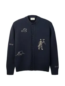 Кардиган с вышивкой в виде птиц Foret, синий