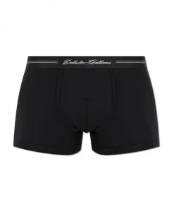 Хлопковые боксерские шорты с логотипом Dolce & Gabbana, черный