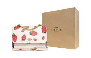 COACH Кожаный дорожный саквояж через плечо маленький женский белый и красный