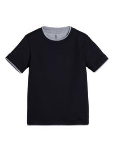 Brunello Cucinelli Kids футболка с многослойным эффектом, синий