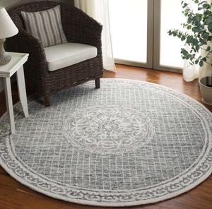 Ковер SAFAVIEH, 183 x 183 см, коллекции Ebony — Grey & Ivory, ручной работы из шерсти, идеально для гостиной, столовой, спальни (EBN807F)