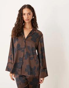 Рубашка свободного кроя Pretty Lavish с шоколадным абстрактным принтом