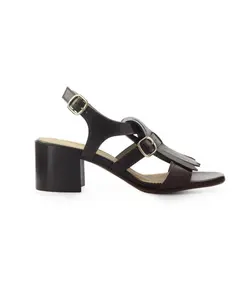 Темные сандалии на каблуке с бахромой Doucal'S, коричневый