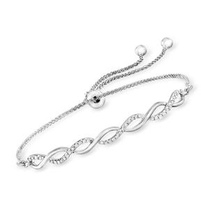 Браслет Ross-Simons Diamond Twist Bolo из стерлингового серебра Ross-Simons, белый