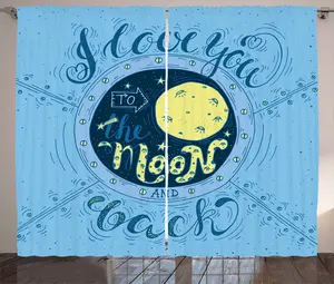 Штора ABAKUHAUS Я люблю тебя, деревенская, с изображением астрономической карты космоса, присборенная штора для спальни с петлями и крючками, 280 x 175 см, цвет ночной сине-желтый Abakuhaus