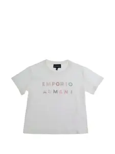 Футболка с вышивкой Emporio Armani Kids, белый