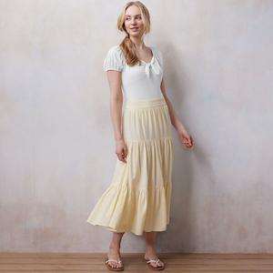 Женское боди LC Lauren Conrad с пышными рукавами и завязкой спереди, цвет Stone White