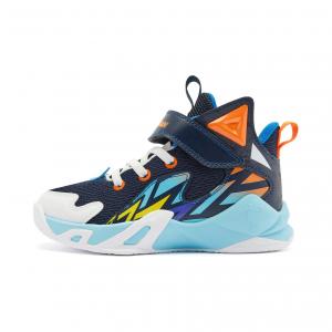 QIAODAN Детские баскетбольные кроссовки с низким верхом, противоскользящие, износостойкие, синие, для детей 3–7 лет