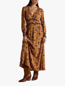 Цветочное платье миди с v-образным вырезом Joules, Yellow