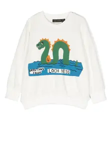 Толстовка Loch Ness с графичным принтом Mini Rodini, белый
