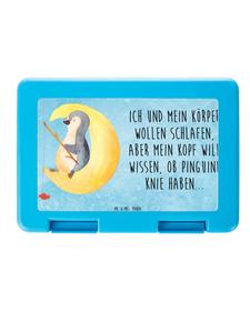 Mr. & Mrs. Panda Бенто-бокс «Пингвин Луна» с надписью, выполненный в ледяном синем цвете