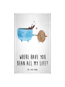 Mr. & Mrs. Panda Хлопковое полотенце с рисунком кофейных зерен и надписью белого цвета