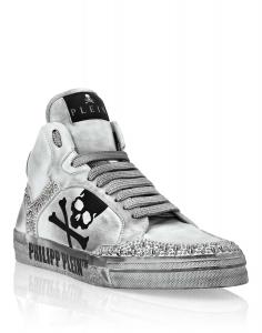 Кеды на высокой подошве из кожи Nappa с шипами Retrokickz TM PHILIPP PLEIN, белый/черный