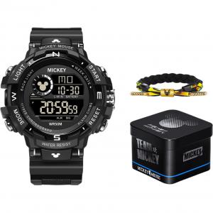 Disney Часы Mickey Series Electronic Movement TPU Strap Watch Men's Watch Black Dial, MK-15231B2