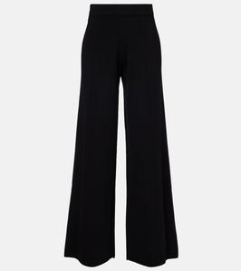Широкие брюки-клёш из крепа Lama Max Mara, черный