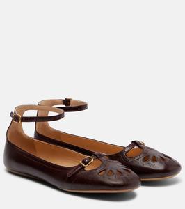 Балетки Misty из кожи с ажурными вырезами Chloé, Burnt Purple