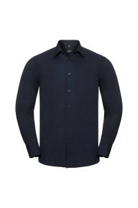 Рубашка из легкого в уходе поплина из полихлопка с длинными рукавами Collection Collection Russell, темно-синий