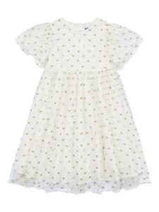 Moschino Kids платье из тюля с люрексом, белый