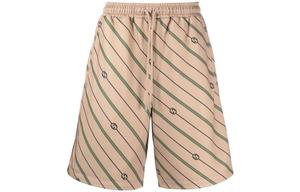 Шорты мужские Gucci Twill Gg, бежевый / зеленый