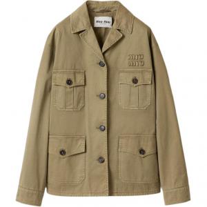 MIU MIU Крашеная хлопковая куртка, Olive