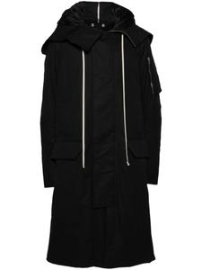 Rick Owens стеганое пальто с капюшоном, черный