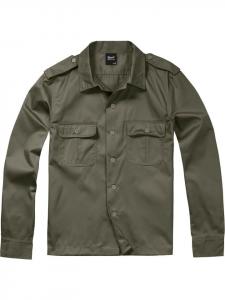 Brandit Рубашка с длинным рукавом «Us Shirt Long Sleeve» зеленого цвета