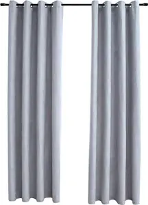 Плотные шторы с металлическими люверсами, 2 шт., серые, 140x245 см vidaXL